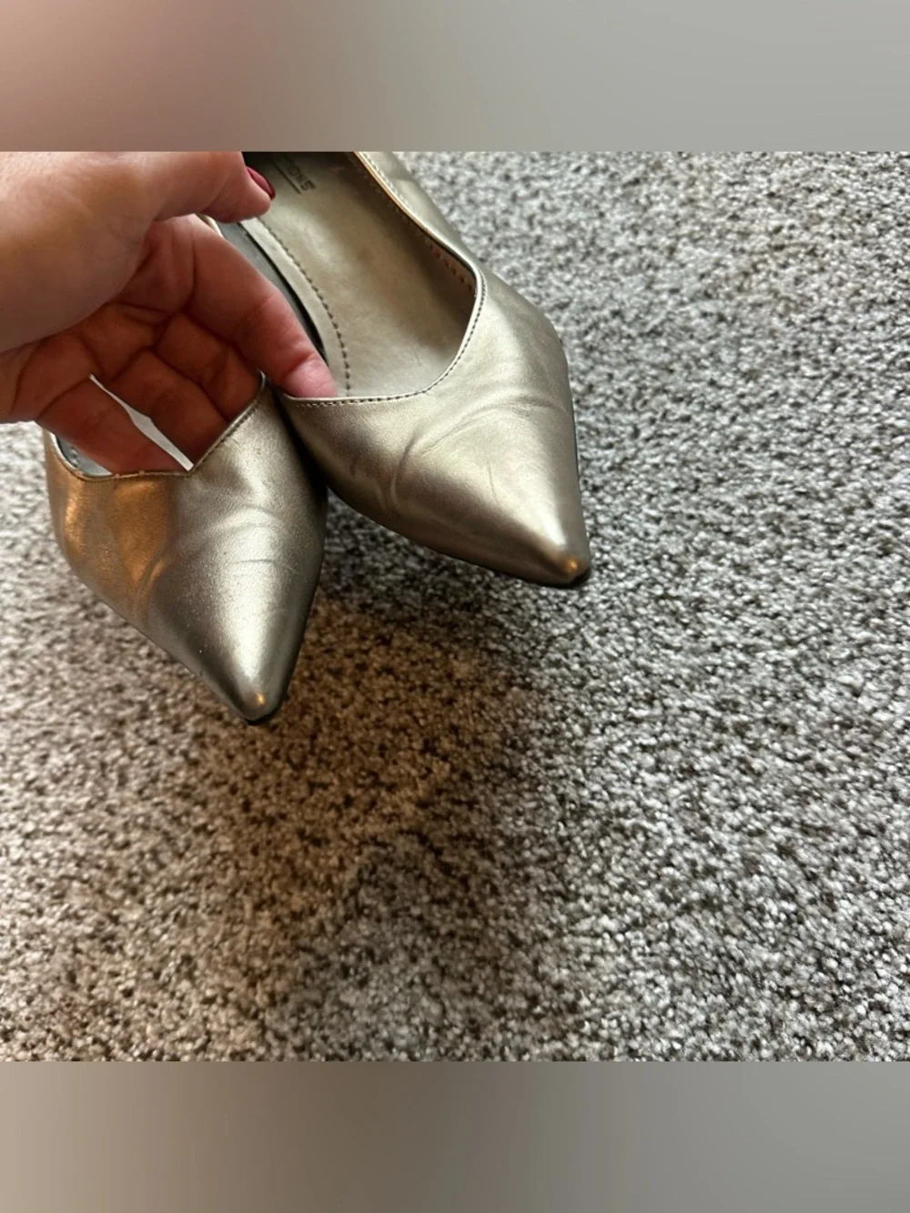 PREDICTIONS 8 Vintage Pewter Light Golf Metallic V Vamp Pumps Kitten